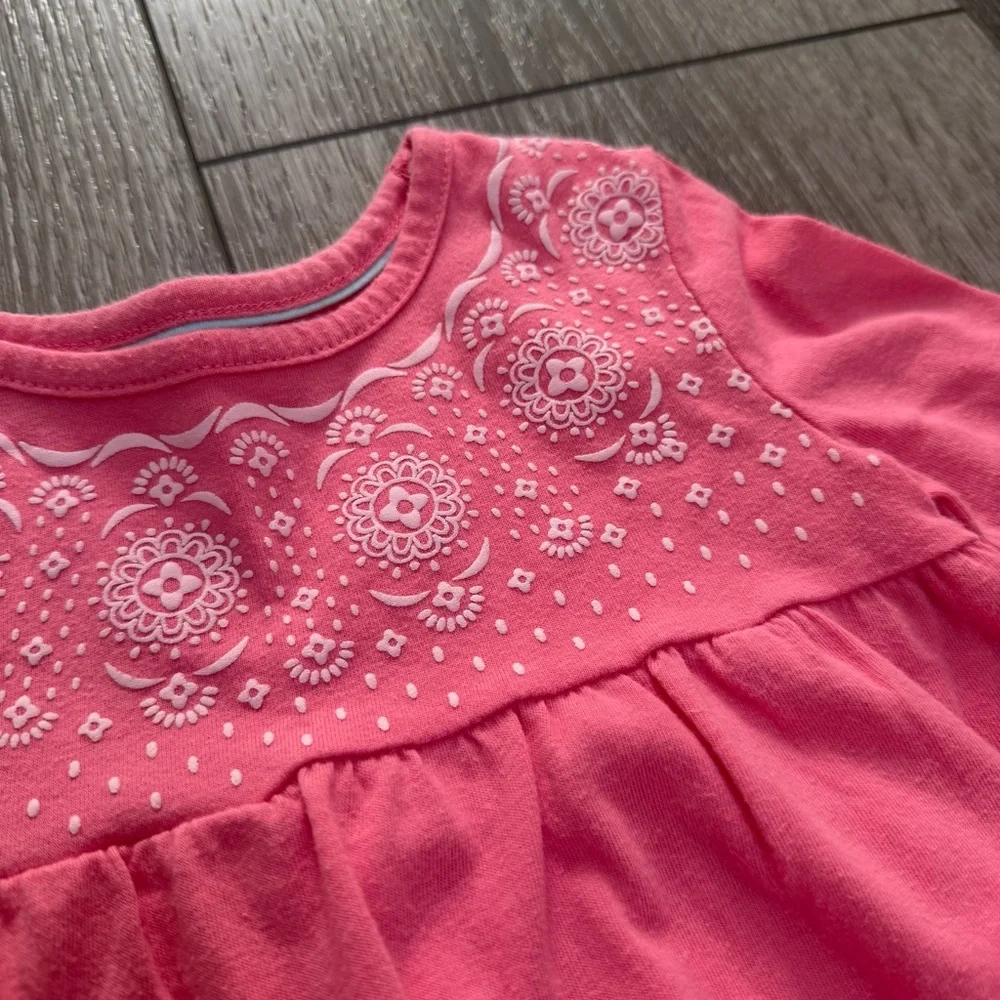 KIDS KORNER 2PC LONG SLEEVE TUNIC TOP AND RIBBED LEGGINGS OUTFIT SET PINK 18MO